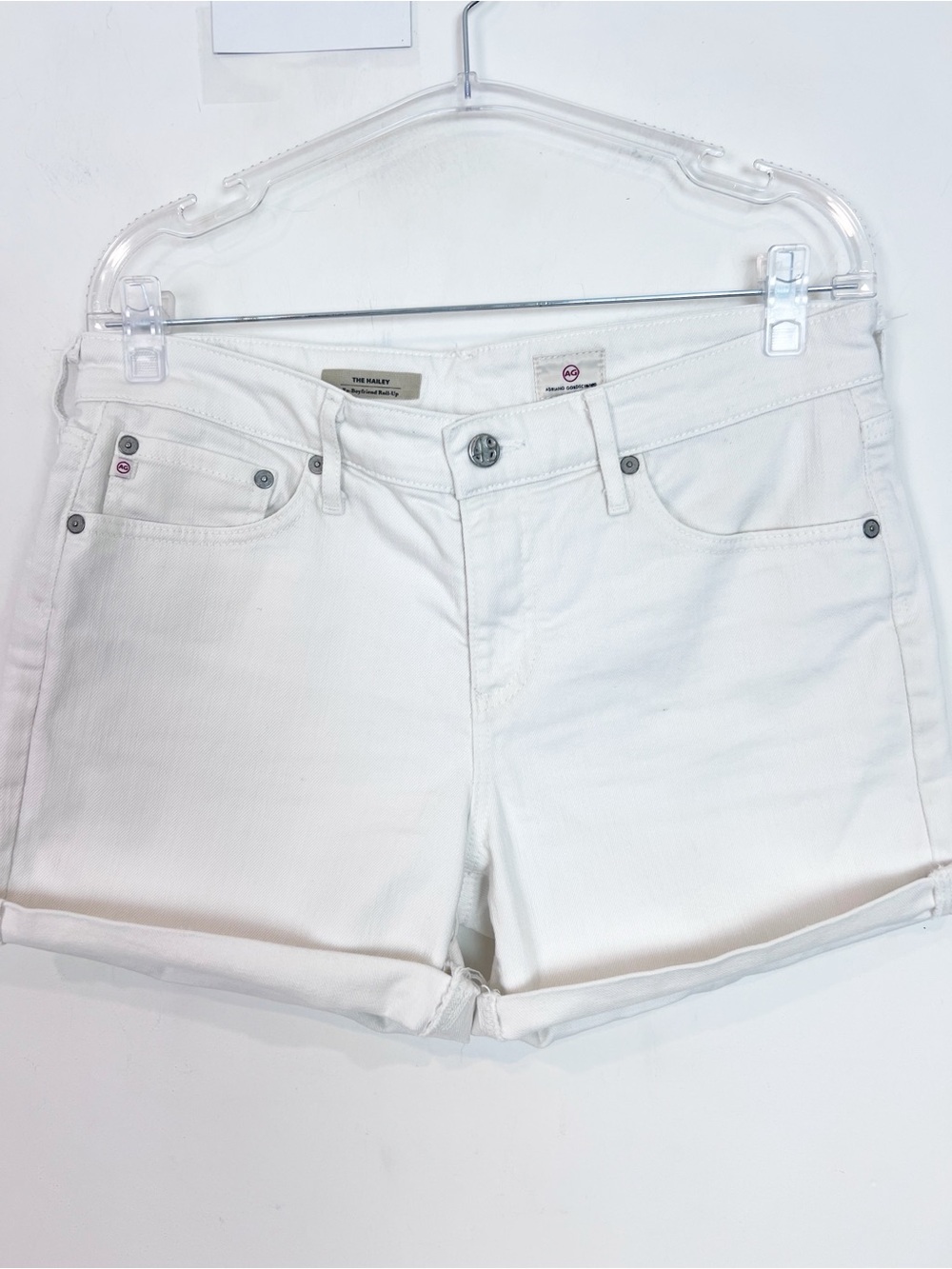 RAG & BONE WHITE LOW RISE BOYFRIEND SHORTS FRAY HEM ZIP FLY SZ 27